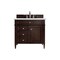 James Martin Vanities Brittany 36in Single Vanity, Burnished Mahogany w/ 3 CM Ethereal Noctis Quartz Top 650-V36-BNM-3ENC - alternate 1